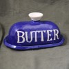 Butter Dish, Blue on White