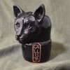 12oz Canopic Portraiture Cat Urn, inscription